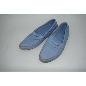 Tod's Driving Loafers Light Blue Leather Gommino Penny Flat Women's Size 9 EU 39